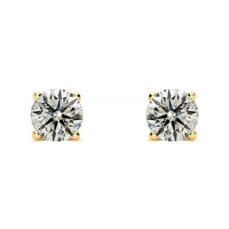 3/4 Carat Diamond Stud Earrings In 14 Karat Yellow Gold
