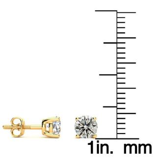 3/4 Carat Diamond Stud Earrings In 14 Karat Yellow Gold