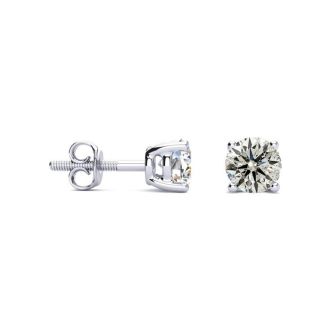 1 Carat Diamond Stud Earrings In 14 Karat White Gold