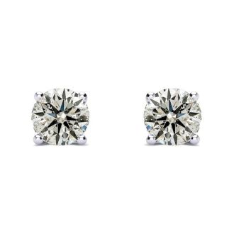 1 Carat Diamond Stud Earrings In 14 Karat White Gold