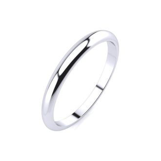 18K White Gold 2MM Heavy Tapered Ladies and Mens Wedding Band, Size 3.5