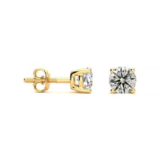 1 Carat Bargain Diamond Stud Earrings In 14 Karat Yellow Gold