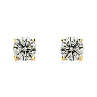 1 Carat Bargain Diamond Stud Earrings In 14 Karat Yellow Gold