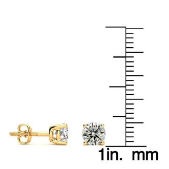 1 Carat Bargain Diamond Stud Earrings In 14 Karat Yellow Gold