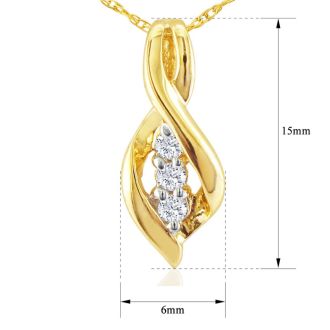 1/10 Carat Three Diamond Swirl Pendant In 10k Yellow Gold