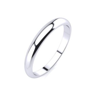 18K White Gold 3MM Heavy Tapered Ladies and Mens Wedding Band, Size 6.5