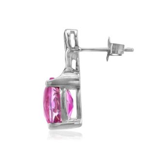 Pink Gemstones Open Chain Design 3ct Pink Topaz Earrings in 10k White Gold