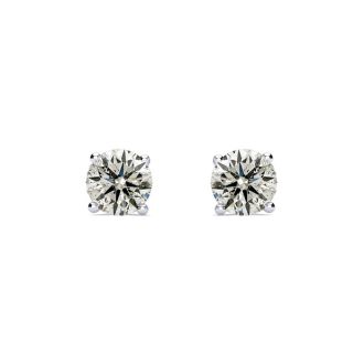 CLOSEOUT! 1 1/2 Carat Diamond Stud Earrings In 14 Karat White Gold, AGS Certified