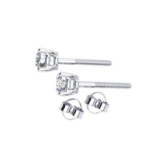CLOSEOUT! 1 1/2 Carat Diamond Stud Earrings In 14 Karat White Gold, AGS Certified