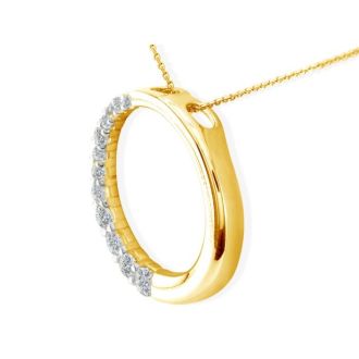 1ct Circle Style Journey Diamond Pendant in 14k Yellow Gold