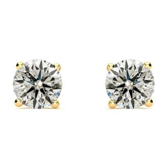 1 1/2 Carat Diamond Stud Earrings In 14 Karat Yellow Gold