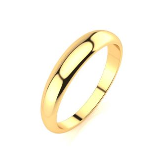 14K Yellow Gold 4MM Heavy Tapered Ladies and Mens Wedding Band, Size 15