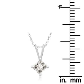 1/3ct Princess Diamond Pendant in 14k White Gold, Sale Priced.