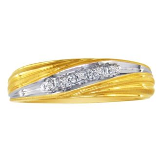 Men's Promise Ring with Five Diamonds in 10k Yellow Gold