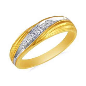 Men's Promise Ring with Five Diamonds in 10k Yellow Gold