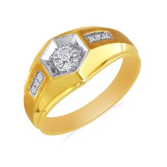 Men's Promise Ring with 7 Diamonds in 10k Yellow Gold