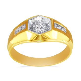 Men's Promise Ring with 7 Diamonds in 10k Yellow Gold