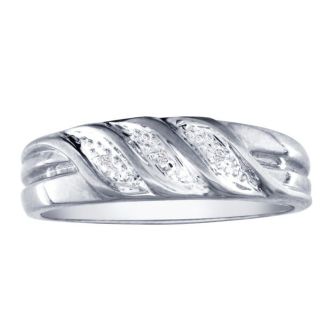 Men's Promise Rings: Men's Flowing Diamond Band in 10k White Gold | Mens Diamond Rings
