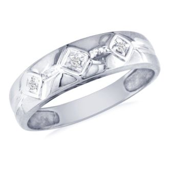 Mens Diamond Bands: Mens Modern Diamond Band in 10k White Gold