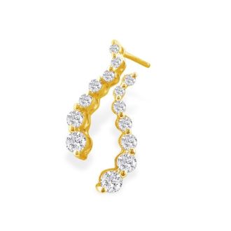 1/2ct Journey Diamond Earrings in 14k Yellow Gold