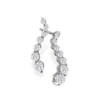 Diamond Drop Earrings: 1ct Journey Diamond Earrings in 14k White Gold