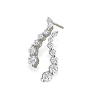 Diamond Drop Earrings: 1ct Journey Diamond Earrings in 14k White Gold