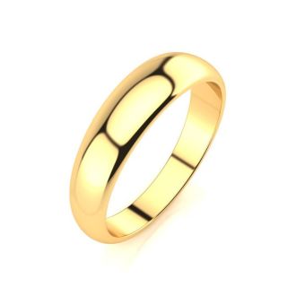 14K Yellow Gold 5MM Heavy Tapered Ladies and Mens Wedding Band, Size 9.5, Free Engraving