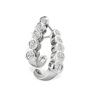 1/2ct Bezel Set Journey Diamond Hoop Earrings in 14k White Gold