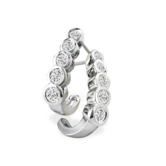 3/4ct Bezel Set Journey Diamond Hoop Earrings in 14k White Gold