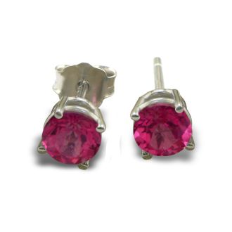 Pink Gemstones 2/3 Carat Pink Topaz Stud Earrings in 14k White Gold