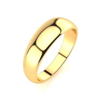 14K Yellow Gold 6MM Heavy Tapered Ladies and Mens Wedding Band, Size 11.5