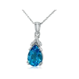 Blue Topaz Jewelry: Blue Topaz Mouse Pendant in 10k White Gold 
