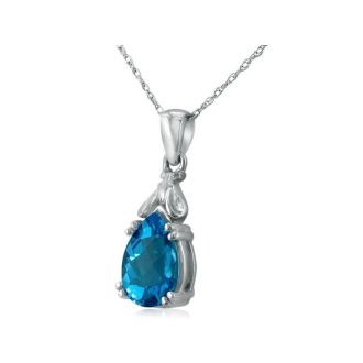 Blue Topaz Jewelry: Blue Topaz Mouse Pendant in 10k White Gold 
