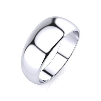 Platinum 8MM Heavy Tapered Ladies and Mens Wedding Band, Size 11