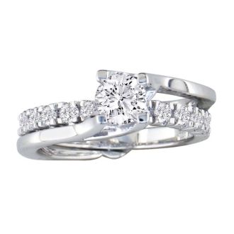 Interlocking Spiraling 7/8ct Diamond Bridal Set in 14k White Gold