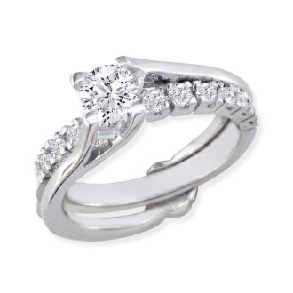 Interlocking Spiraling 7/8ct Diamond Bridal Set in 14k White Gold