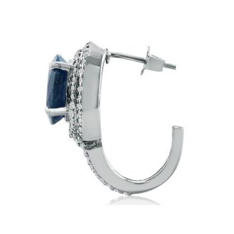 5 3/4ct Ladies Sapphire and Diamond Earrings in 14k White Gold