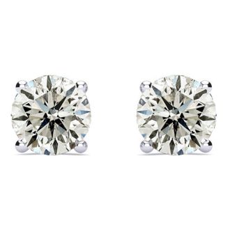 2 Carat Diamond Stud Earrings In 14 Karat White Gold