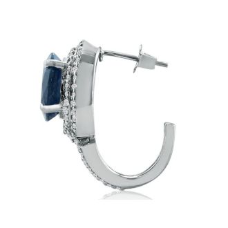 6 1/2ct Statement Style Sapphire and Diamond Earrings, 14k White Gold