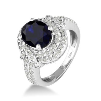 Master crafted 3ct Sapphire and Diamond Ring in 14k White Gold