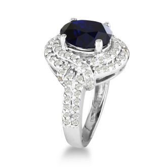 Master crafted 3ct Sapphire and Diamond Ring in 14k White Gold