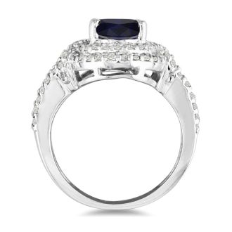 Master crafted 3ct Sapphire and Diamond Ring in 14k White Gold