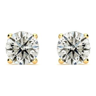 2 Carat Diamond Stud Earrings In 14 Karat Yellow Gold