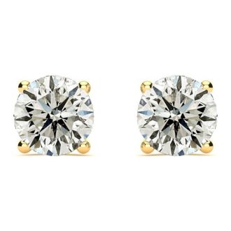 2 Carat Diamond Stud Earrings In 14 Karat Yellow Gold