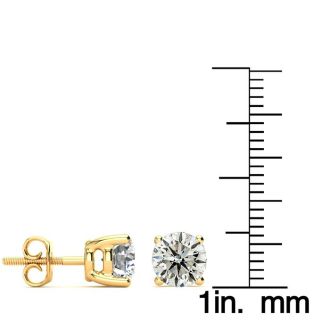 2 Carat Diamond Stud Earrings In 14 Karat Yellow Gold