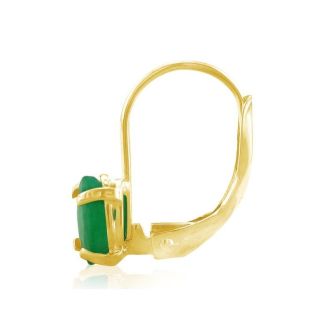 1 1/4 Carat Oval Shape Emerald Leverback Earrings in 14 Karat Yellow Gold