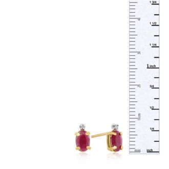 1 1/4ct Oval Ruby and Diamond Earrings in 14k Yellow Gold