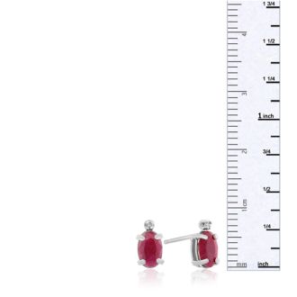 1 1/4ct Oval Ruby and Diamond Earrings in 14k White Gold