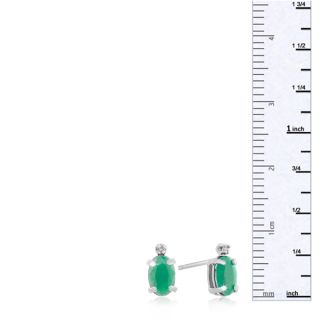 1ct Oval Emerald and Diamond Earrings in 14k White Gold
