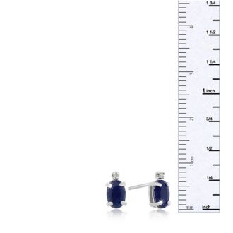 1 1/4ct Oval Sapphire and Diamond Earrings in 14k White Gold
